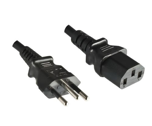 DINIC Netzkabel, Stromkabel für Brasilien Typ N auf C13, BRA 3pin, schwarz, 3m